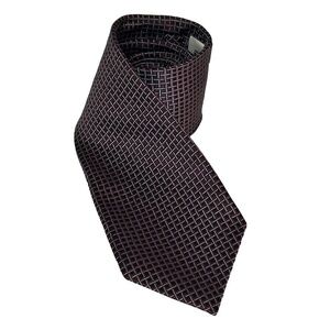 Giorgio Armani Necktie Tie Classic Luxury Window Pane Sheen 100% Silk Made Italy